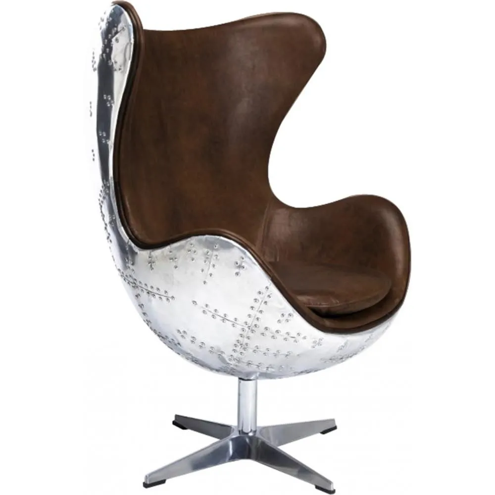 Fauteuil avec Accoudoirs - Style Aviateur - Cuir et Métal - Cocoon image 8