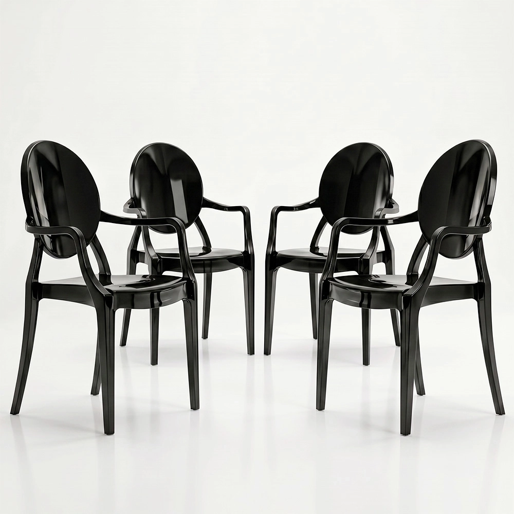 Lot de 4 chaises de salle à manger - Transparentes - Design avec accoudoirs - Louis XIV image 8