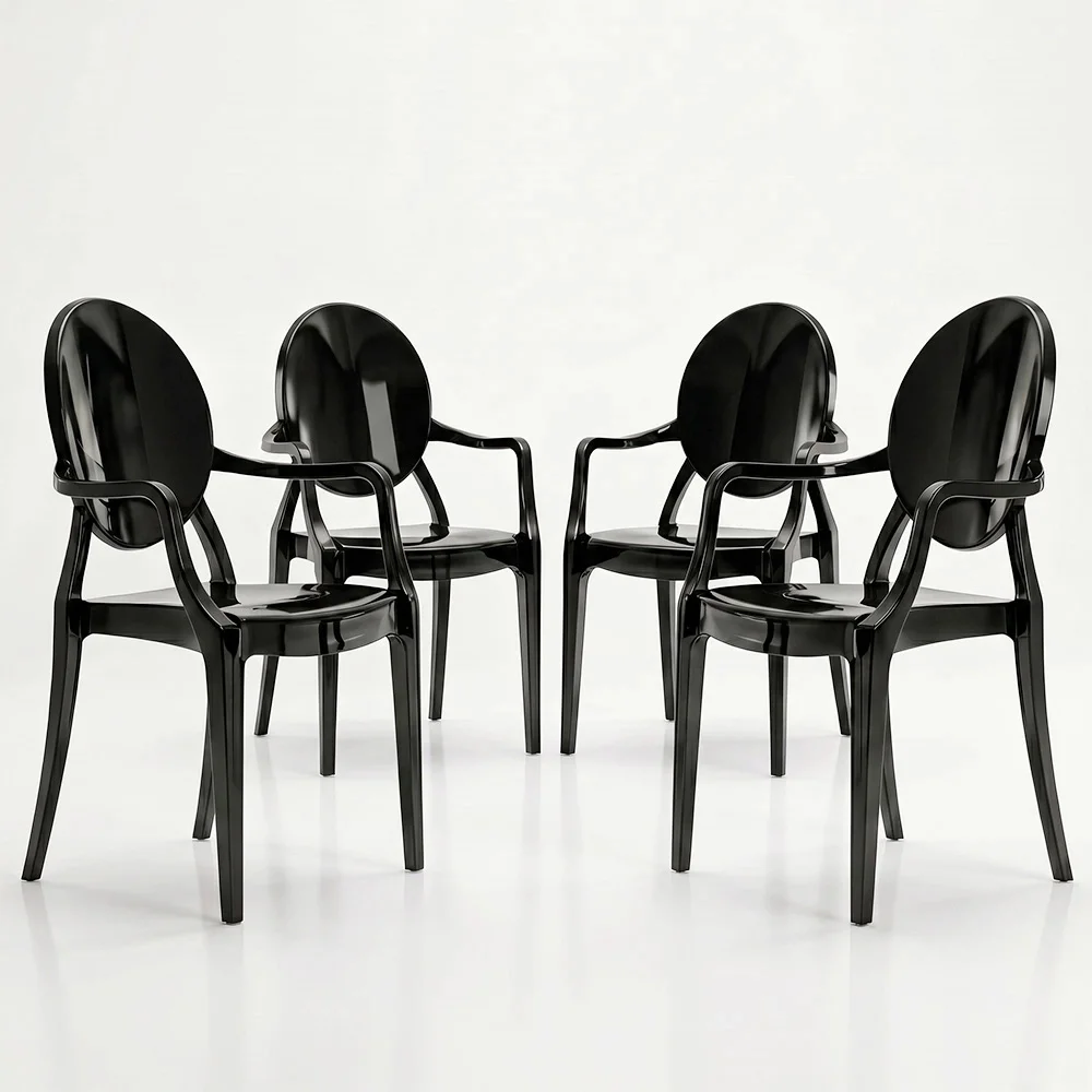 Pack de 4 Chaises de Salle à Manger - Transparent - Design avec Accoudoirs - Arthur image 8