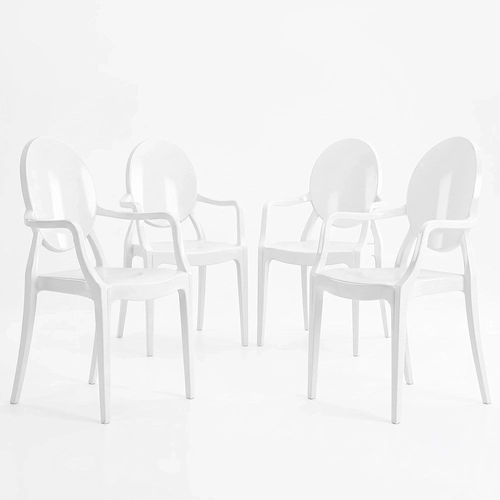 Lot de 4 chaises de salle à manger - Transparentes - Design avec accoudoirs - Louis XIV image 8
