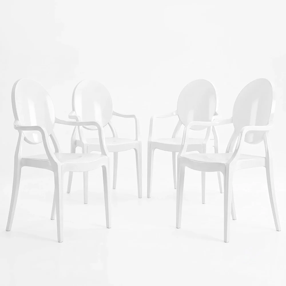 Pack de 4 Chaises de Salle à Manger - Transparent - Design avec Accoudoirs - Arthur image 8