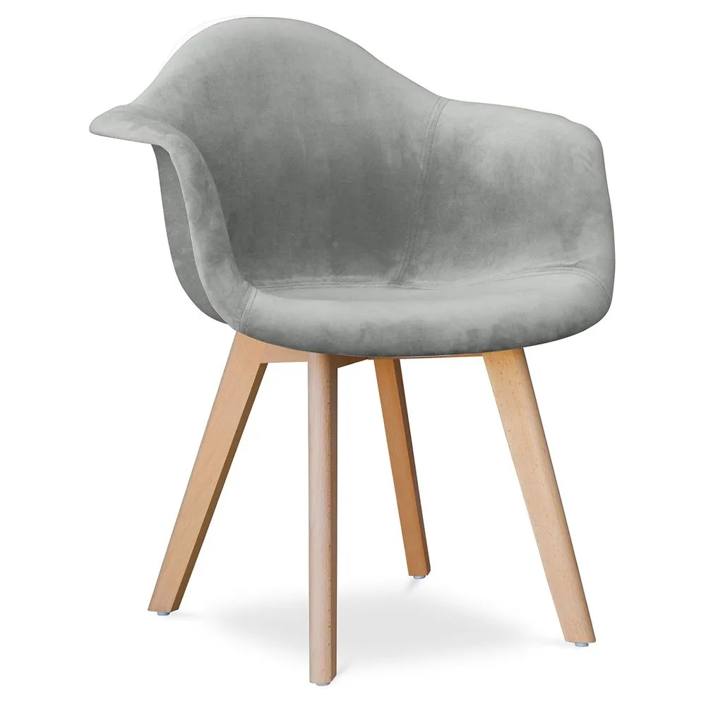 Chaise de salle à manger avec accoudoirs - Tapissée de velours - Dawick image 8