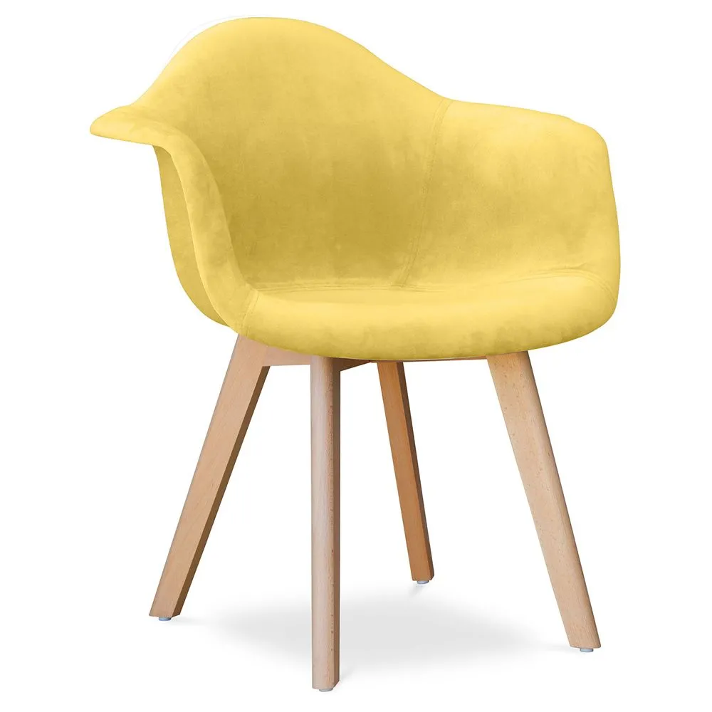 Chaise de salle à manger avec accoudoirs - Tapissée de velours - Dawick image 8
