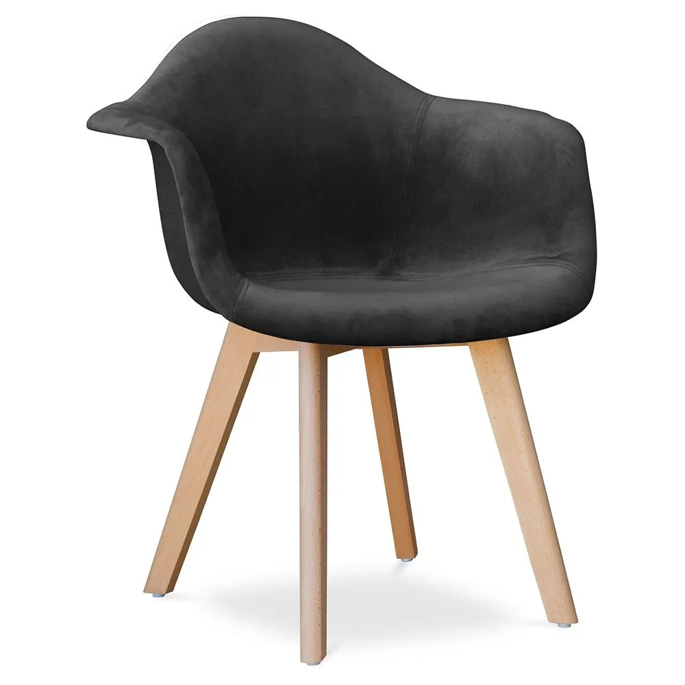 Chaise de salle à manger avec accoudoirs - Tapissée de velours - Dawick image 8