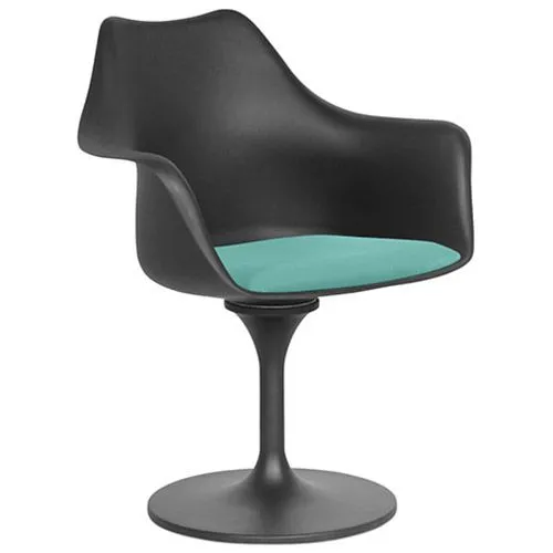 Chaise de salle à manger avec accoudoirs - Chaise pivotante noire - Tulipan image 8