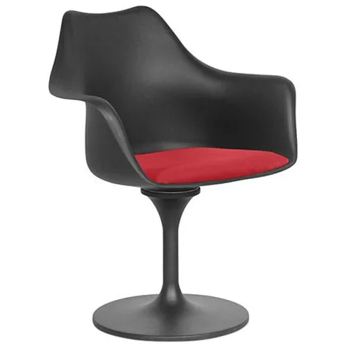 Chaise de salle à manger avec accoudoirs - Chaise pivotante noire - Tulipan image 8
