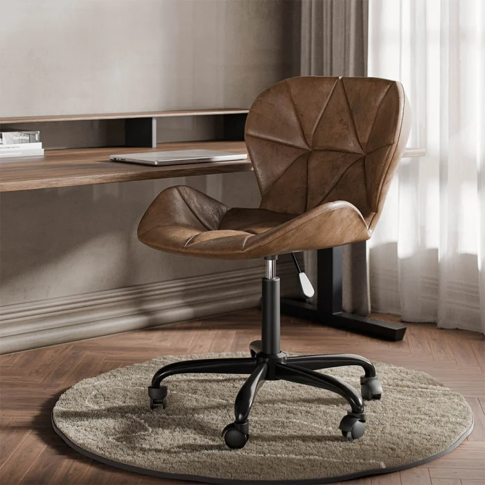 Chaise De Bureau En Cuir Bleu – Design Moderne, Très Bon état
