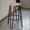 Tabouret rond - Design industriel - Bois et métal - 66cm - Hairpin image 7