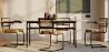 Chaise de salle à manger avec accoudoirs - tapissée de velours - bois et rotin - Puila image 7