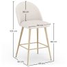 Tabouret En Bouclette Fausse Fourrure Tapissée - Boucles Blanches - Design scandinave - 66cm - Evelyne image 7