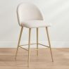 Tabouret En Bouclette Fausse Fourrure Tapissée - Boucles Blanches - Design scandinave - 66cm - Evelyne image 7