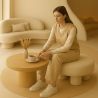 Ottoman Design En Bouclé Blanc – Table Basse Moderne - Sera image 7