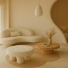 Ottoman Design En Bouclé Blanc – Table Basse Moderne - Sera image 7