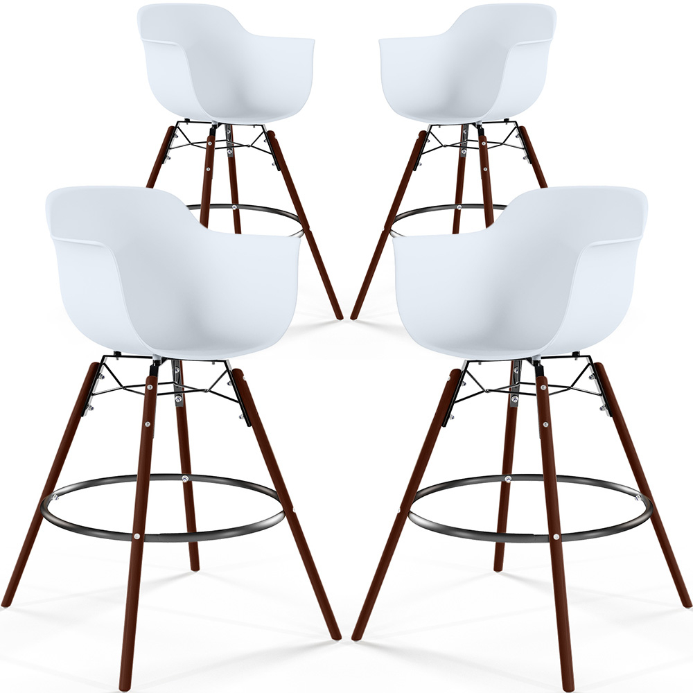 Tabourets de Bar - Design Scandinave - Pieds en Bois Sombre - Lot de 4 - Nordika image 8