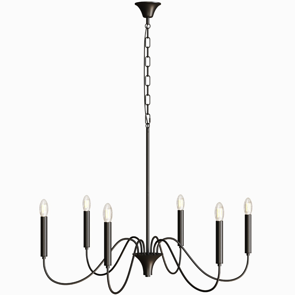 Suspension Métallique Style Chandelier Noir Mat – 6 Bras - Lumella image 8